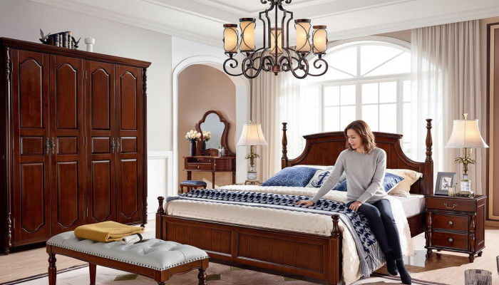 Designer Schlafzimmer Möbel 5tlg Set Bett Nachttische Kleiderschrank