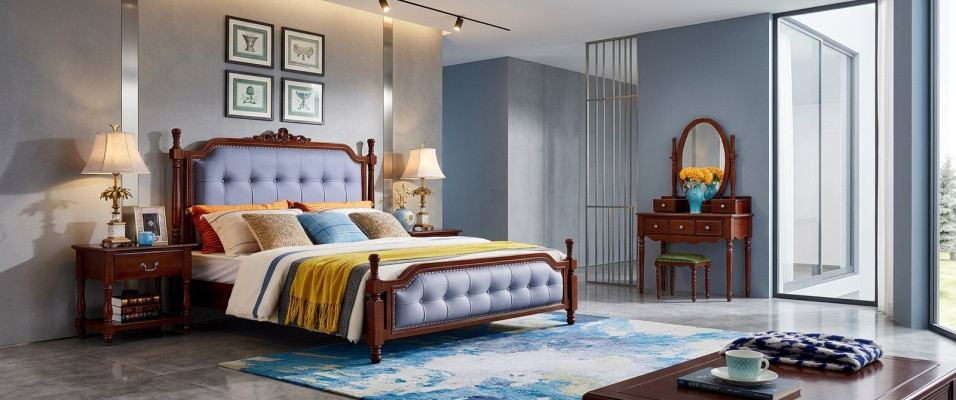 Design Schlafzimmer Komplett Set Bett Nachttische Schminktisch 5 tlg