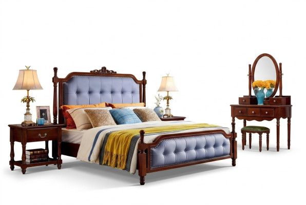 Design Schlafzimmer Komplett Set Bett Nachttische Schminktisch 5 tlg