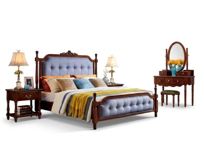 Design Schlafzimmer Komplett Set Bett Nachttische Schminktisch 5 tlg