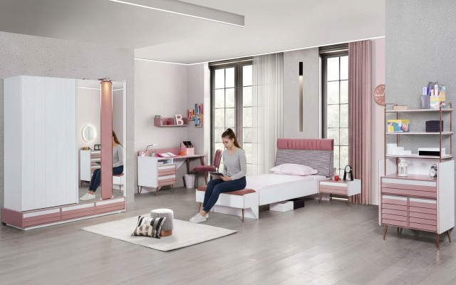 Jugendzimmer Kinderzimmer komplett Set Jugendbett Schreibtisch Schrank Möbel 