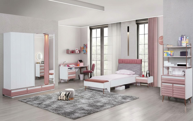 Jugendzimmer Kinderzimmer komplett Set Jugendbett Schreibtisch Schrank Möbel 