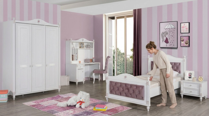 Jugendzimmer Bett Nachttisch Kleiderschrank Schreibtisch Schlafzimmer 4tlg Set
