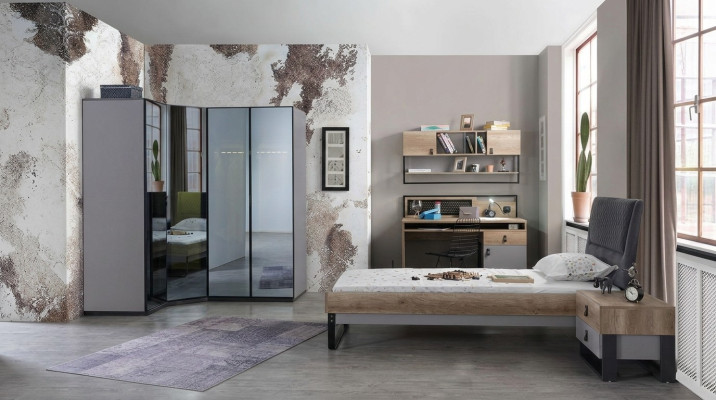 Kinderzimmer Jugendzimmer Set Bett Eckschrank Schrank Schreibtisch Möbel 4tlg