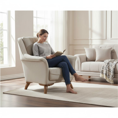 Sessel Sitz Klassisch Design Wohnzimmer Polster Einsitzer Relax Weiß
