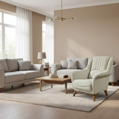 Sessel Sitz Klassisch Design Wohnzimmer Polster Einsitzer Relax Weiß