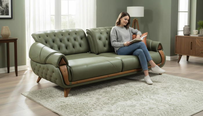 Klassischer Dreisitzer Sofa Couch Polster Möbel Wohnzimmer 3 Sitz