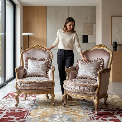 Sessel Lehnstuhl Lese Stuhl Ohrensessel Luxus Sofa Polster Italienische Möbel