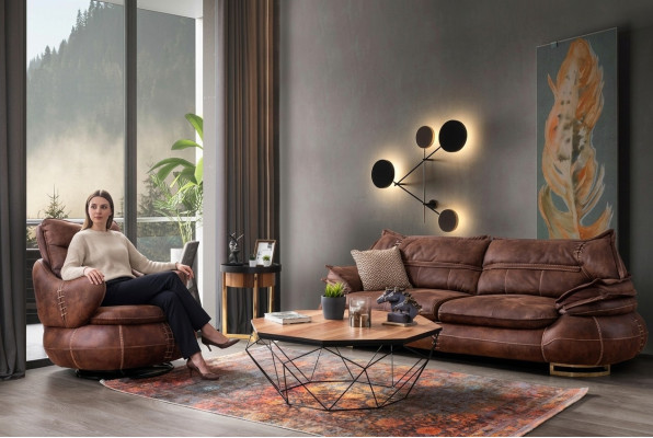 Luxus US Western Sofagarnitur Couch Loft Möbel 3+1 Sitzer Sofa Sessel 2-tlg. Neu