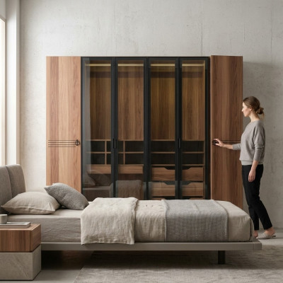 Kleiderschrank Luxus Schrank Möbel Schlafzimmer Schränke Glas Türen