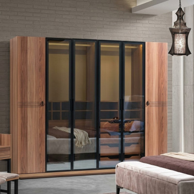 Kleiderschrank Luxus Schrank Möbel Schlafzimmer Schränke Glas Türen