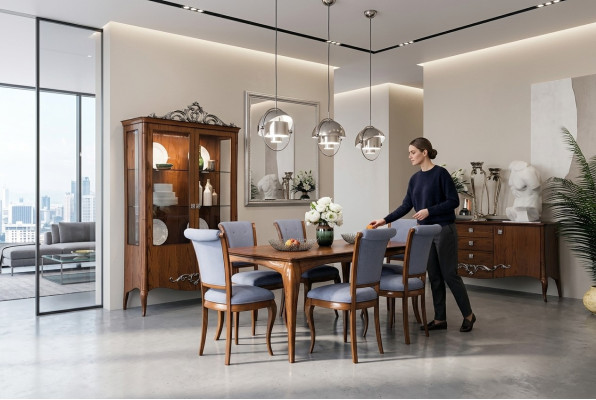 Esszimmer Set Essgruppe Tisch Tische 9 tlg Komplettset Esstisch 6 Stühle Gruppe