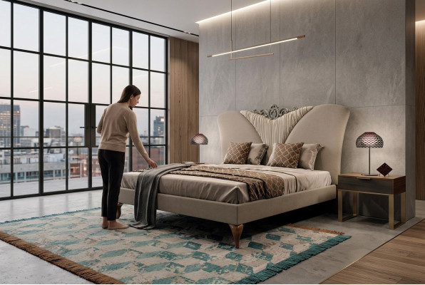Bett Doppelbett Massiv Holz Schlafzimmer Betten Möbel Vaccari cav giovanni Neu