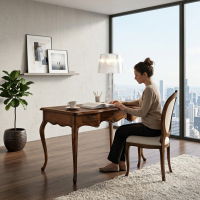 Designer Schreibtisch Stuhl Büro Set italienische Möbel Sekretär Lehnstuhl 2tlg.