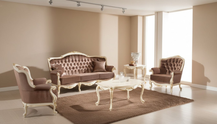 Klassisches Wohnzimmer Möbel Couch Sofa Sessel Couchtisch Beistelltisch 4tlg