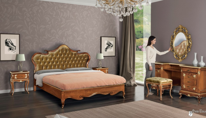 Schlafzimmer Bett Nachttisch Schminktisch Hocker Polsterbett Doppelbett Set 5tlg