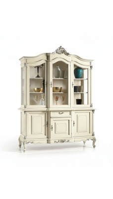 weiße Vitrine Italienische Luxus Möbel Vitrinen Anrichte Schrank Glas Schränke