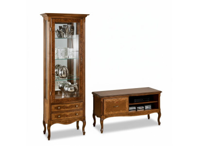Wohnzimmer rtv Vitrine Wohnwand Schränke Design tv Art déco Vitrinen Set Schrank