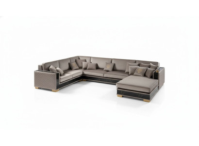 Ecksofa U-Form Sofa Couch  Design Polster Textil Sofas Sitz Möbel Wohnlandschaft