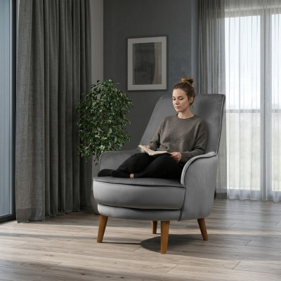 Sessel Sitz Modern Design Wohnzimmer Polster Einsitzer Relax Grau Stil Luxus