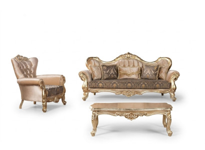Luxus Sofagarnitur 3+1 Sitzer Garnitur Sessel Sofas Sitz Stoff Wohnzimmer Neu