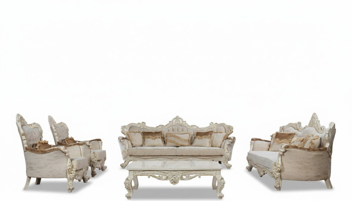 Garnitur Set 5tlg Sofagarnitur 3+3+1+1 Sitzer Couchtisch Sofa Barock Rokoko Neu