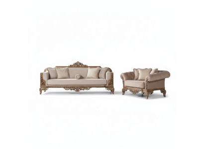 Sofagarnitur 3+3 Sitzer Chesterfield Sofa Sessel Luxus Set Stoff Garnitur 2tlg