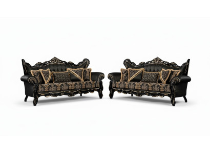 Sofagarnitur 3+3 Sitzer Sofa Sessel Sofas Luxus Garnitur Set Polyester Stoff Neu