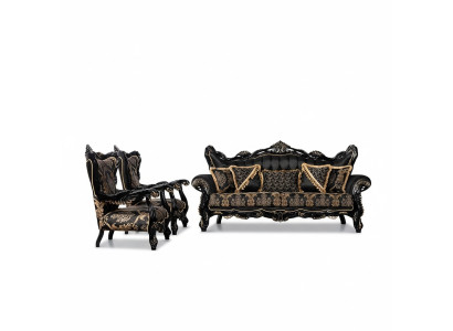 Sofagarnitur 3+1+1 Sitz Sofa Sessel Sofas Luxus Garnitur Stoff Wohnzimmer Möbel