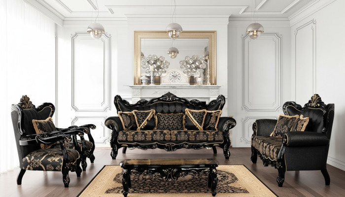Couch Sitz Dreisitzer Sofa 3 Sitzer Sofas Sessel Stoff Barock Rokoko Möbel 232cm