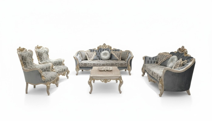 Sofagarnitur 3+3+1+1 Sitzer Couchtisch Luxus Sofa Sessel Sofas Stoff Set 5tlg