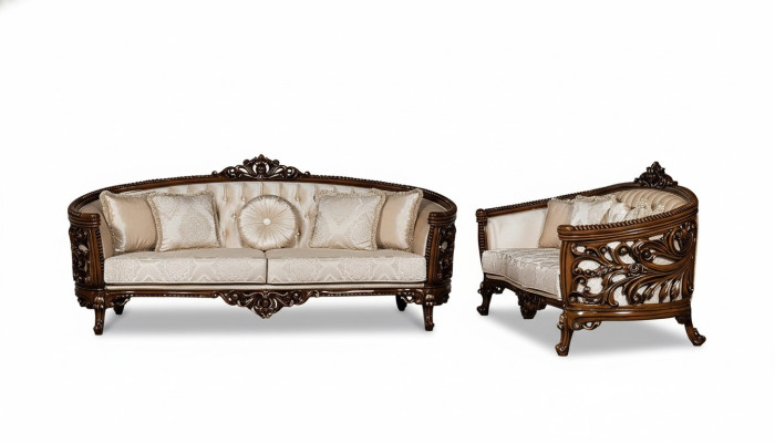 Sofagarnitur 3+3 Sitzer Gruppe Sofa Sessel Sofas Stoff Klassisches Set Barock