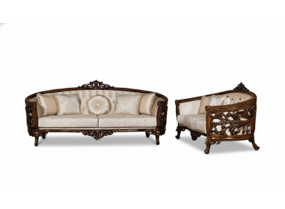 Sofagarnitur 3+3 Sitzer Gruppe Sofa Sessel Sofas Stoff Klassisches Set Barock