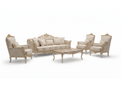 Sofa Sessel Sofas Sofagarnitur 3+1+1 Sitzer Garnitur Luxus Barock Wohnzimmer Neu