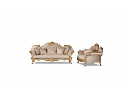 Set Dreibettsofa Sofagarnitur 3+3 Sitzer Garnitur Sofa Sofas Stoff Stil Barock