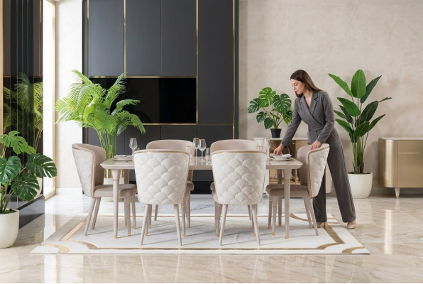 Esszimmer 6x Stuhl Garnitur Set Stühle Essgarnitur Essgruppe Möbel Gruppe Lehn