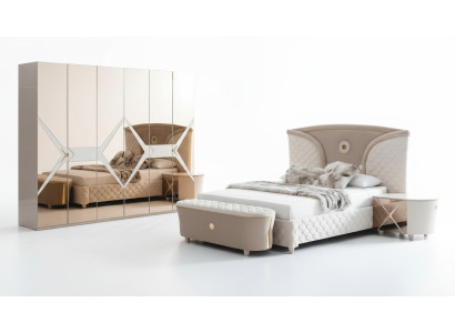 Bett Nachttisch Kleiderschrank 6tlg Schlafzimmer Set Design Luxus Hocker Modern
