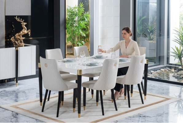 Ess Gruppe Holz Tisch Tische 7tlg Komplett Set Esstisch 6x Stühle Esszimmer Set