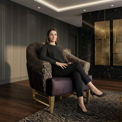 Sessel Luxus Design Textil Wohnzimmer Italienischer Stil Möbel Lounge Lehnstuhl
