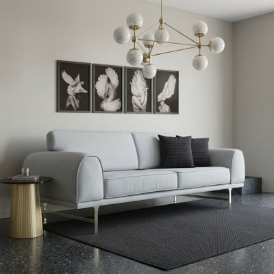 Grauer Moderner 3-Sitzer Designer Wohnzimmer Couch Luxus Polstersofa