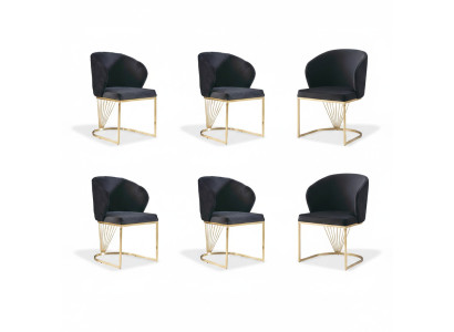 Set 6x Stuhl Stühle Sessel Esszimmer Garnitur Holz Modern Gruppe Möbel