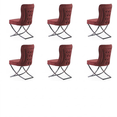 EssZimmer 6 Stühle Edelstahl Design Möbel Polsterstuhl italienischer Stil