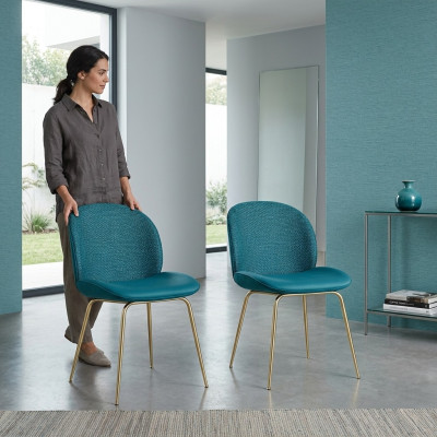 2x Stuhl Gruppe Stühle Garnitur Textil Stoff Neu Gepolsterte Esszimmer