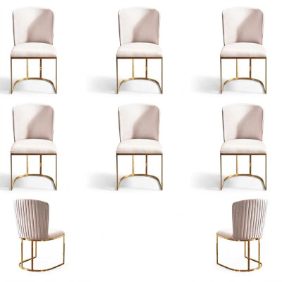 Esszimmerstuhl Designer Stühle Neu Set 6x Stoff Massivholz Stuhl