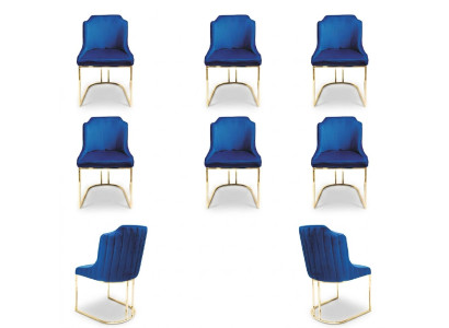 Garnitur Set 6x Esszimmer Stuhl Sitz Gruppe Stühle Textil Polster