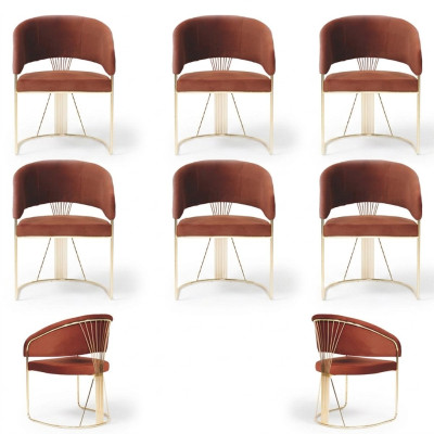 Design Polster Sitz 6 Stühle Gruppen Garnitur Sessel Lounge Set Luxus