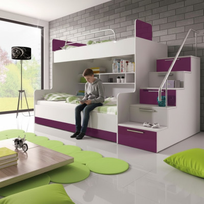 Lila Doppelstockbett Etagen Bett Kinderzimmer Betten Hochbett Hochglanz Möbel