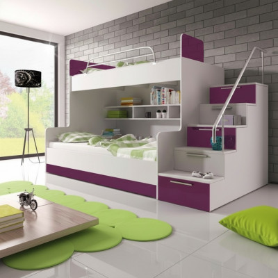 Lila Doppelstockbett Etagen Bett Kinderzimmer Betten Hochbett Hochglanz Möbel