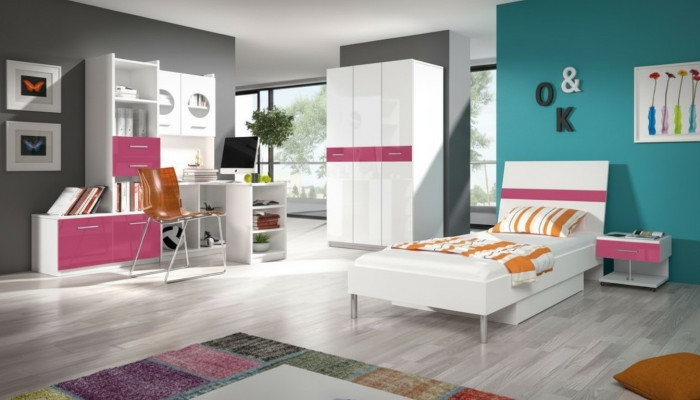 Kinderzimmer Rosa Mädchen Schrank Bett Tisch Holz 5tlg. Schlafzimmer
