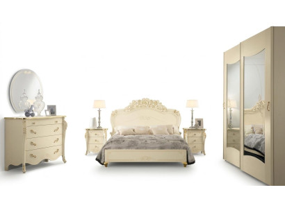Schlafzimmer Set Bizzotto Bett Nachttisch Kommode Spiegel Kleiderschrank 5tlg.